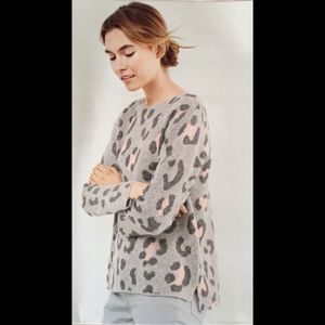 NEW! Grey and pink leopard print sweater